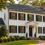 Thompson Creek black window frames on a Mid-Atlantic colonial home exterior
