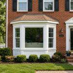 Thompson Creek custom bay window replacement installed on a two-story brick colonial home in Maryland