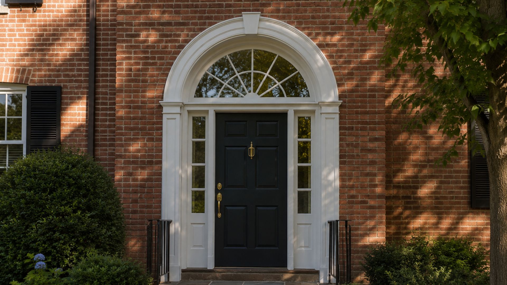 Thompson Creek transom window above a Federal-style entry door in a Maryland home